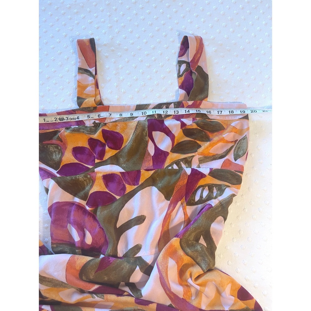 Vince Camuto Square Neck Smocked-Back Sleeveless Maxi Sundress XL Tropical Dress - Picture 6 of 11